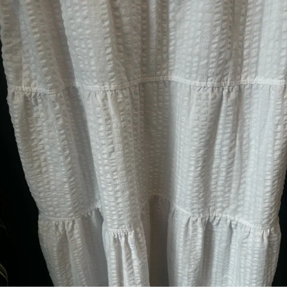 Old Navy Womens Cottagecore Tiered Seersucker All Day Midi‎ Dress Size S White - Picture 8 of 15